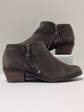 Vionic Serena Suede Ankle Booties in Taupe